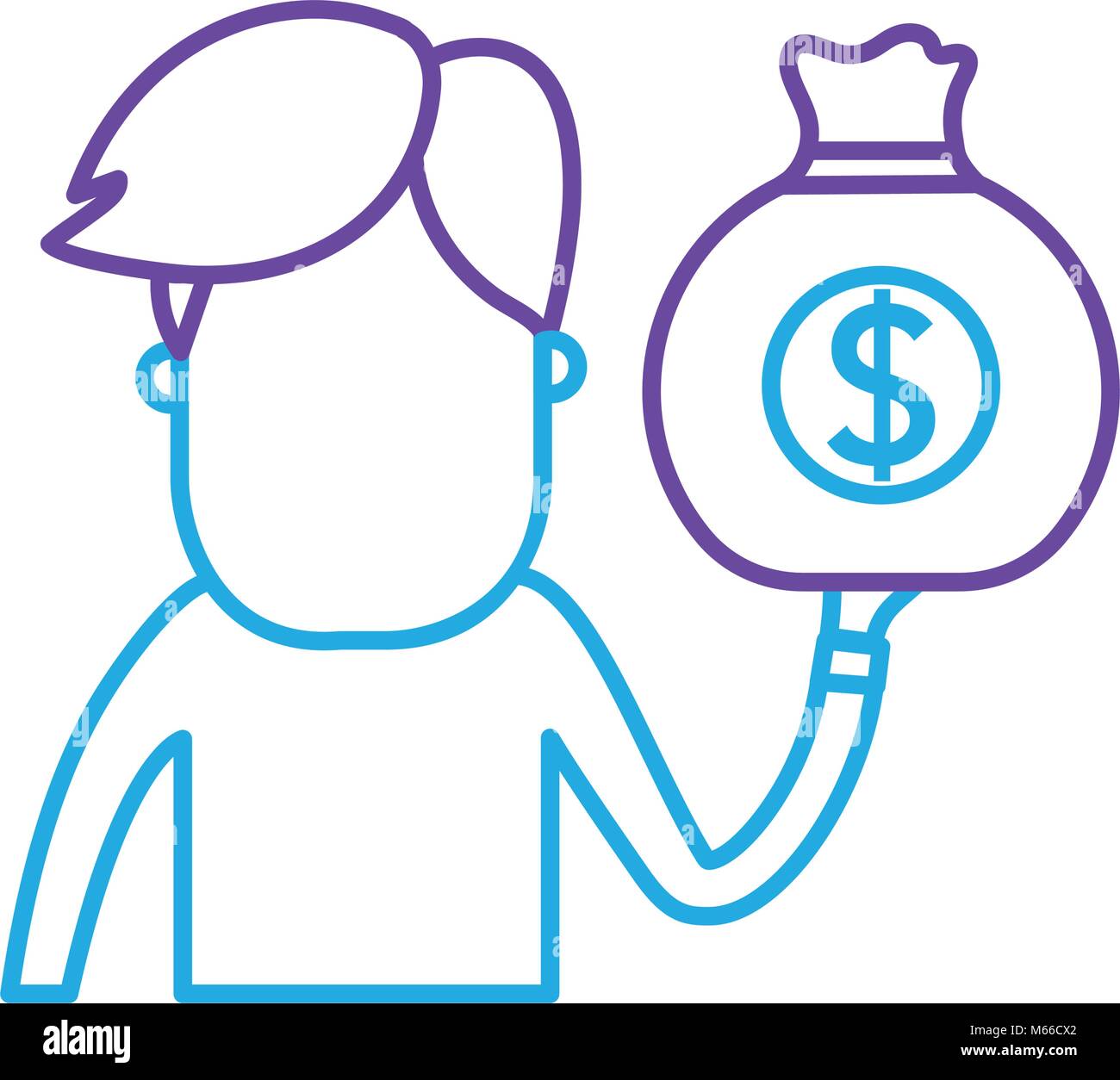 line man with bag cash money in the hand Stock Vector Image & Art - Alamy