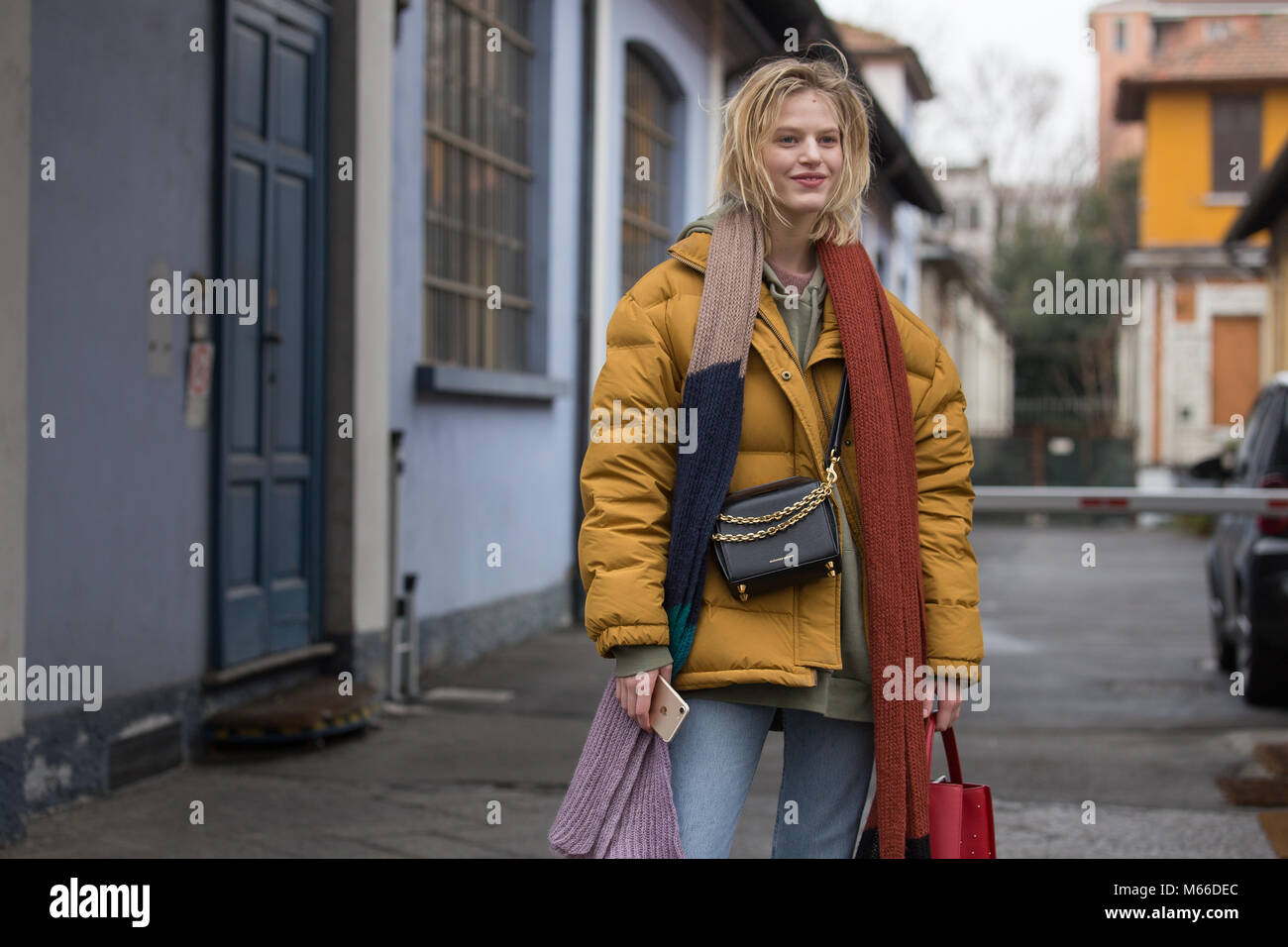 Milan Fashion Week FW18 Street Style, Day 5, 25 February 2018 Stock Photo