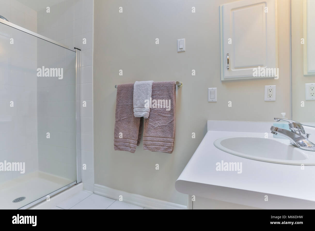 Interior design of a bathroom in new house Stock Photo