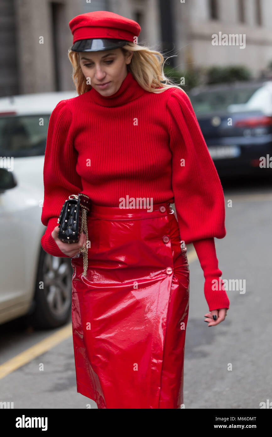 Milan Fashion Week FW18 Street Style, Day 5, 25 February 2018 Stock Photo