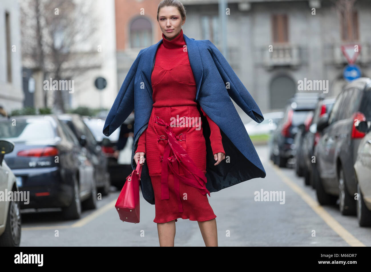 Milan Fashion Week FW18 Street Style, Day 5, 25 February 2018 Stock Photo