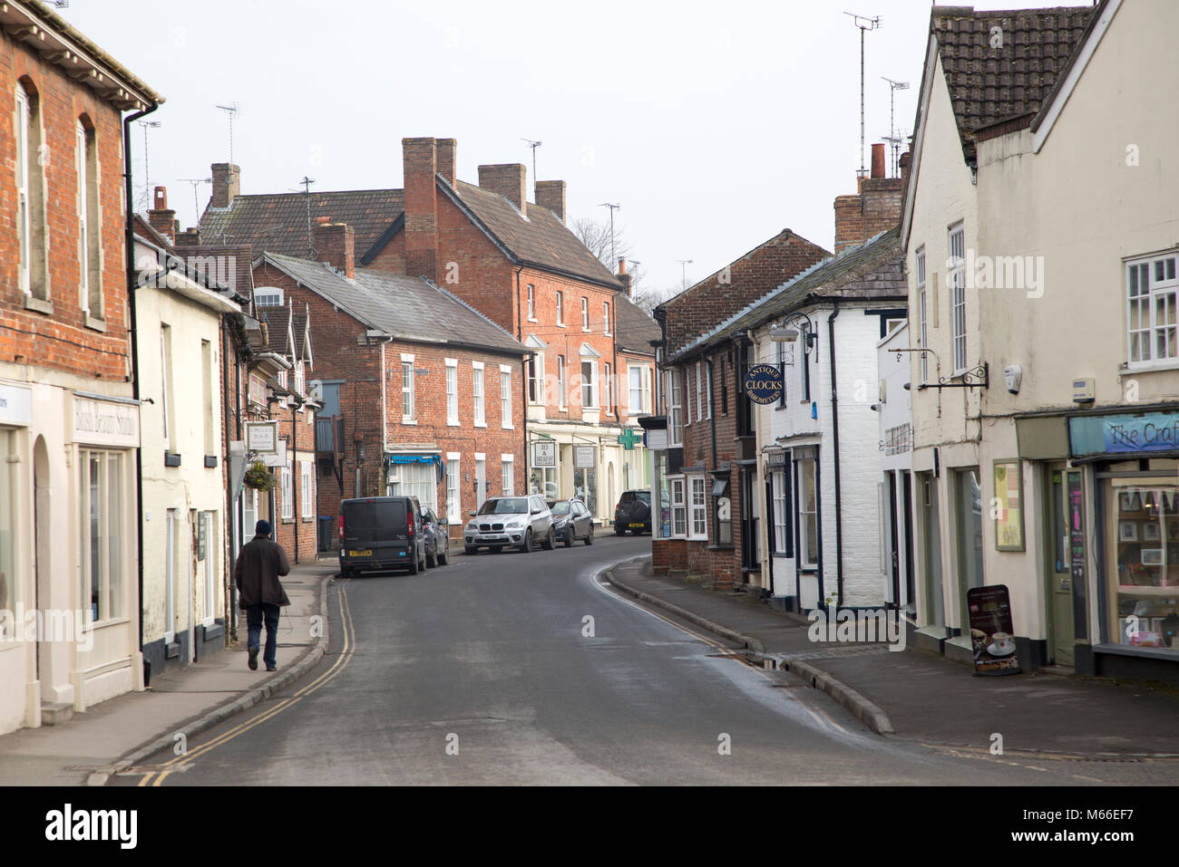 Main shopping street in centre of large village of Pewsey, Wiltshire