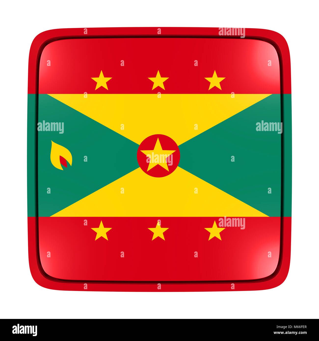 3d rendering of a Grenada flag icon. Isolated on white background. Stock Photo
