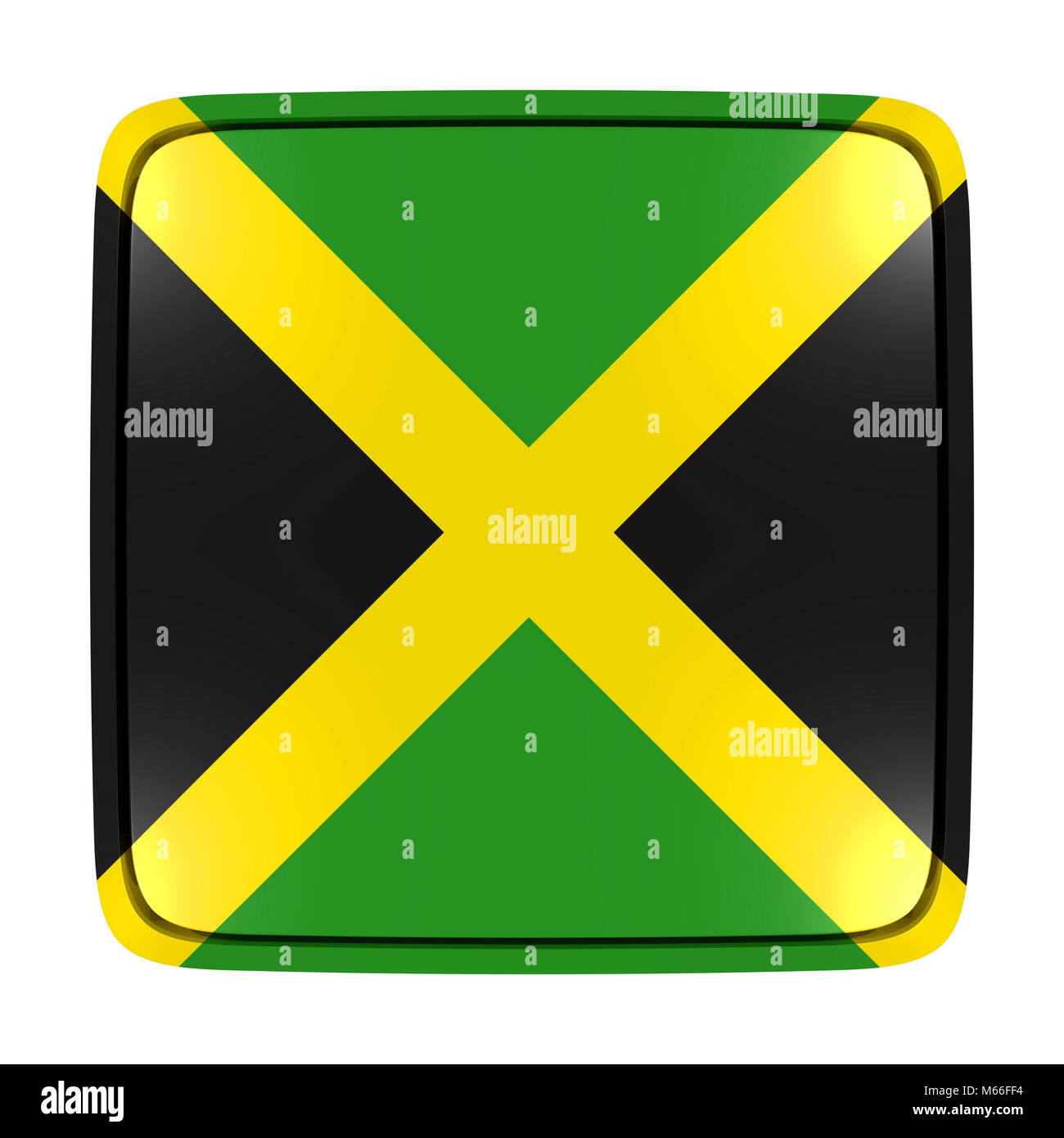 3d rendering of a Jamaica flag icon. Isolated on white background Stock ...