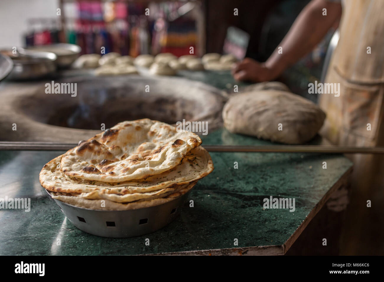 Tandoori naan or roti - indian flat bread baked in clay oven Stock Photo