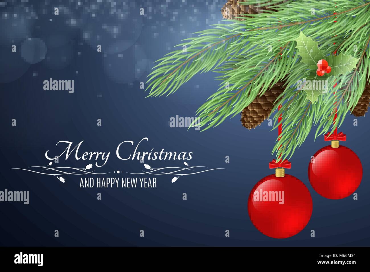 Christmas background with text. Merry Christmas and Happy New Year