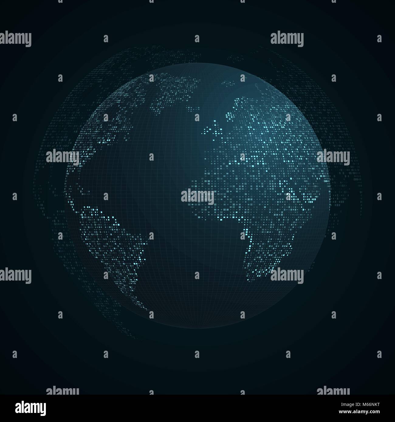 Vector Point Earth Abstract planet earth. Blue map of the earth from the square points ...
