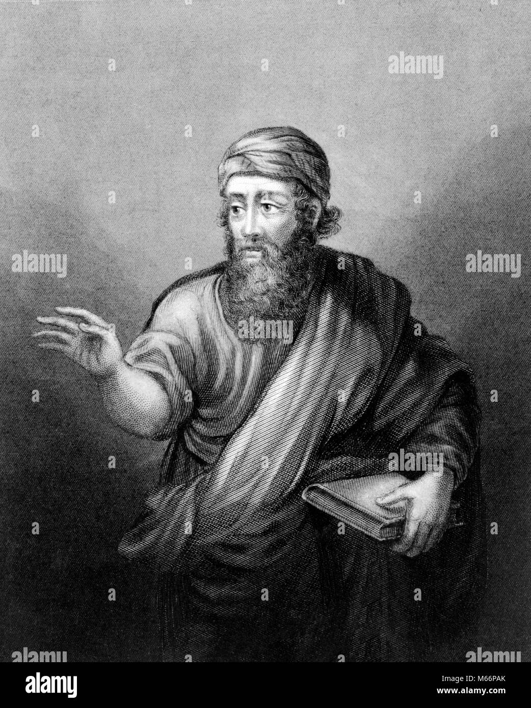 GREEK PHILOSOPHER PYTHAGORAS MATHEMATICS MATHEMATICIAN GEOMETRY TRIANGLE PYTHAGOREAN THEOREM HYPOTENUSE BEARDED MAN HOLDING BOOK - q66060 CPC001 HARS BLACK AND WHITE FAMOUS PERSON GEOMETRY HYPOTENUSE MATHEMATICIAN OCCUPATIONS PERSONS PYTHAGOREAN PYTHAGORUS THEOREM Stock Photo