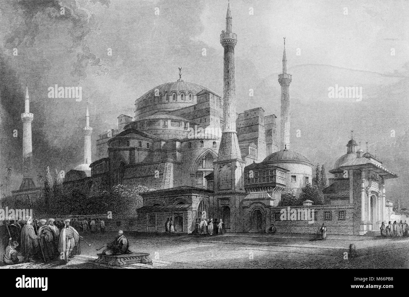 1800s ST. SOPHIA CHURCH IN CONSTANTINOPLE ISTANBUL CHURCH BECAME A MOSQUE IS NOW A MUSEUM HAGIA SOPHIA - q68014 CPC001 HARS TURKISH Stock Photo