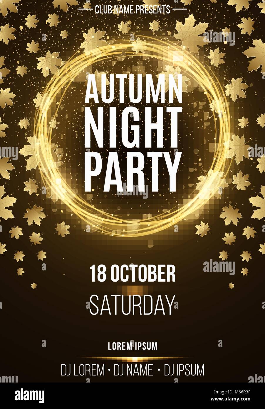 Background Poster For Autumn Night Party Shining Golden Banner