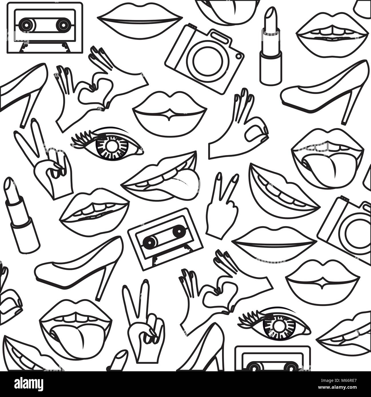 pop art stickers set icons Stock Vector Image & Art - Alamy
