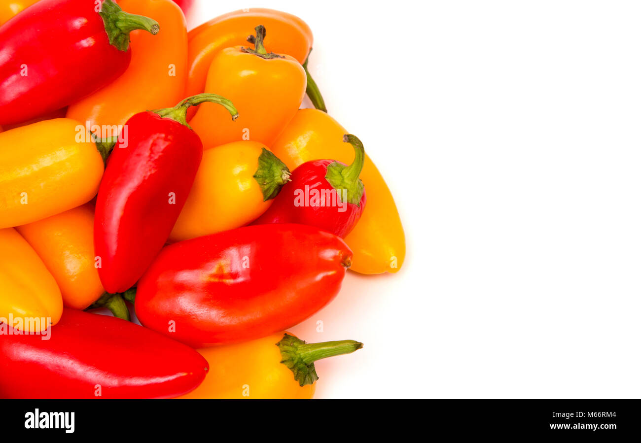 Small Sweet Peppers Isolated on a White Background Stock Photo - Alamy