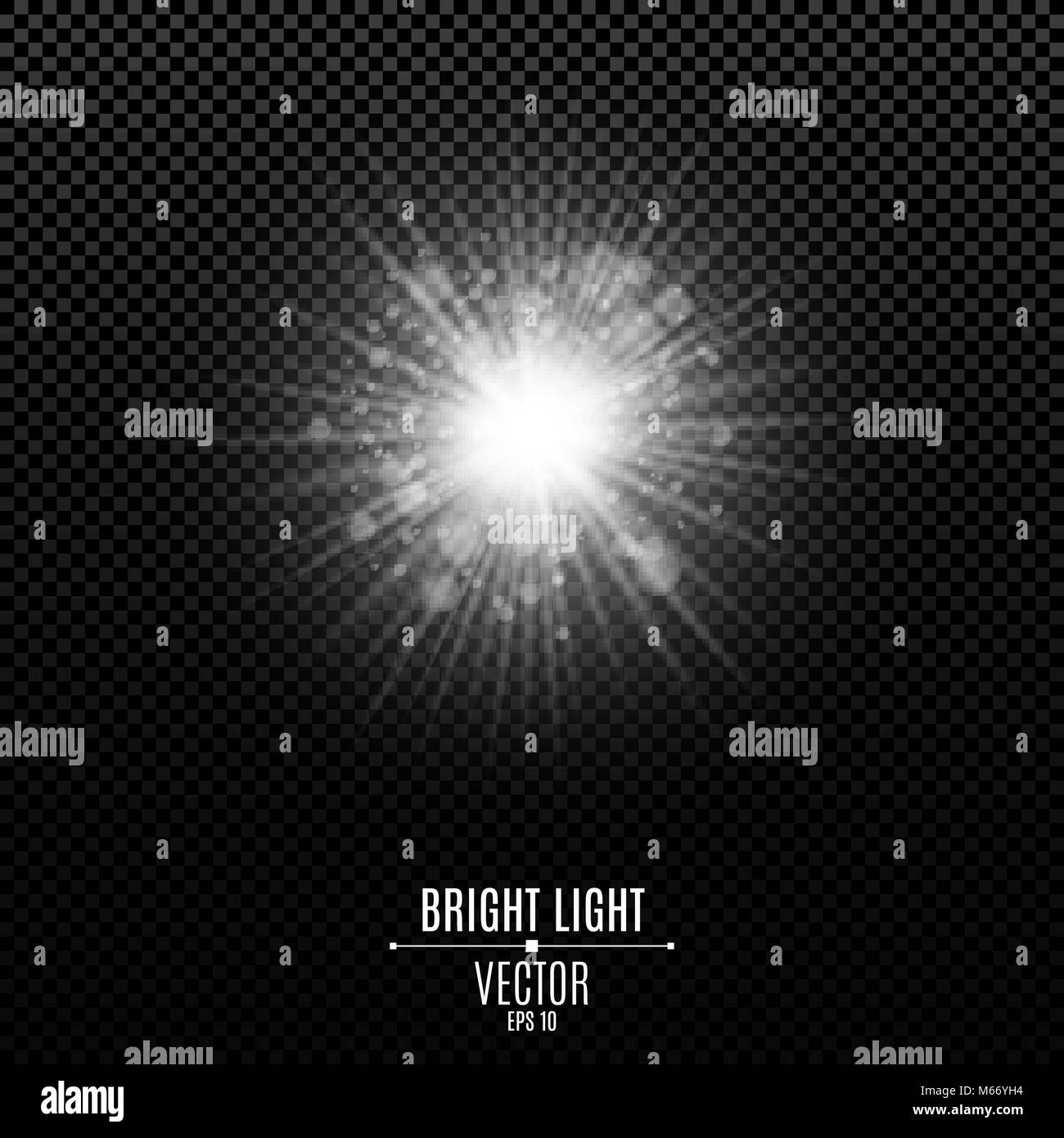 Bright white flash of light. The white radiant star. Abstract festive