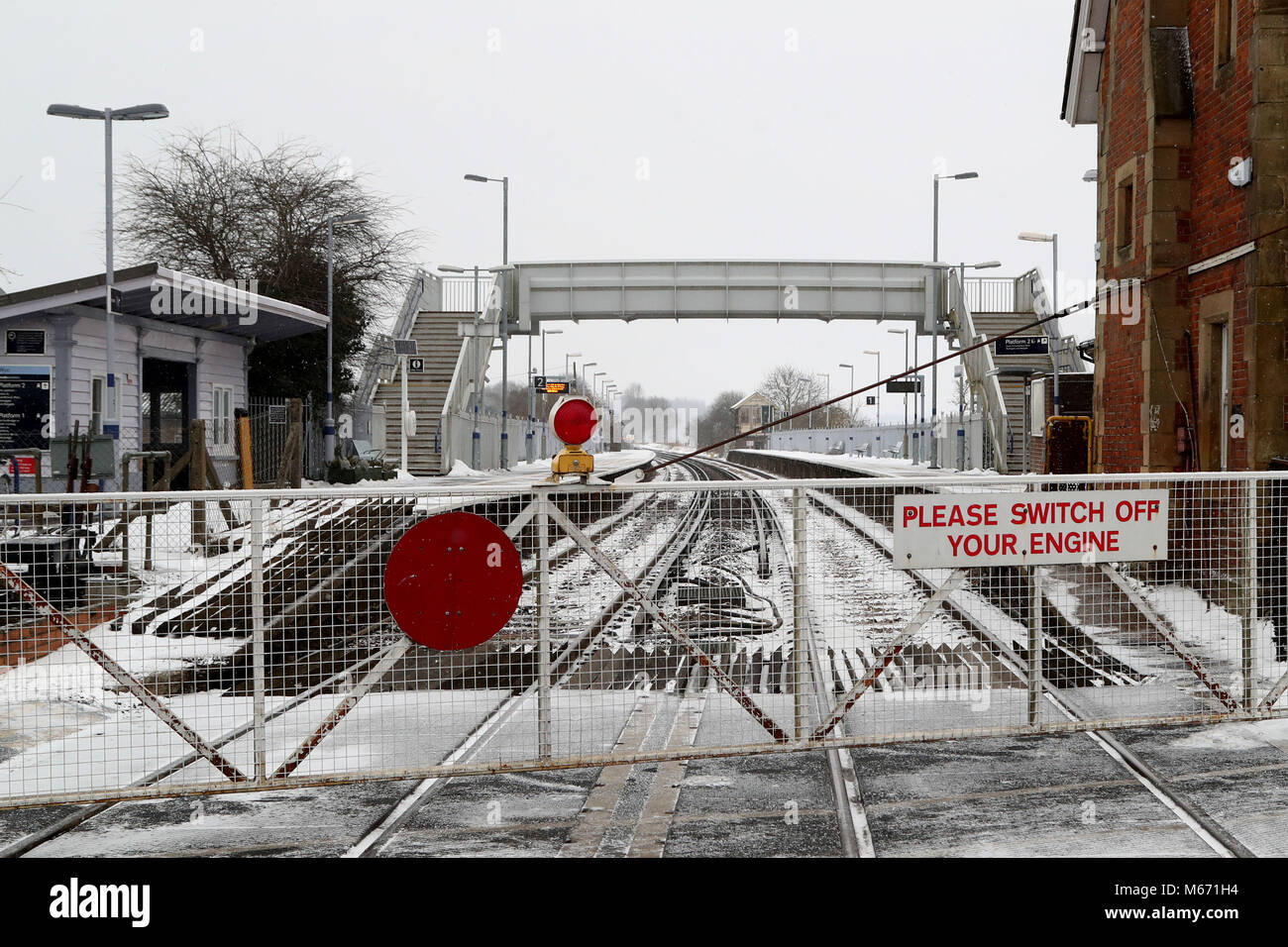 Wye railway station near Ashford, Kent, which is one of over 50 stations closed to passengers on the Southeastern rail network following heavy snowfall which has caused disruption across Britain. Stock Photo