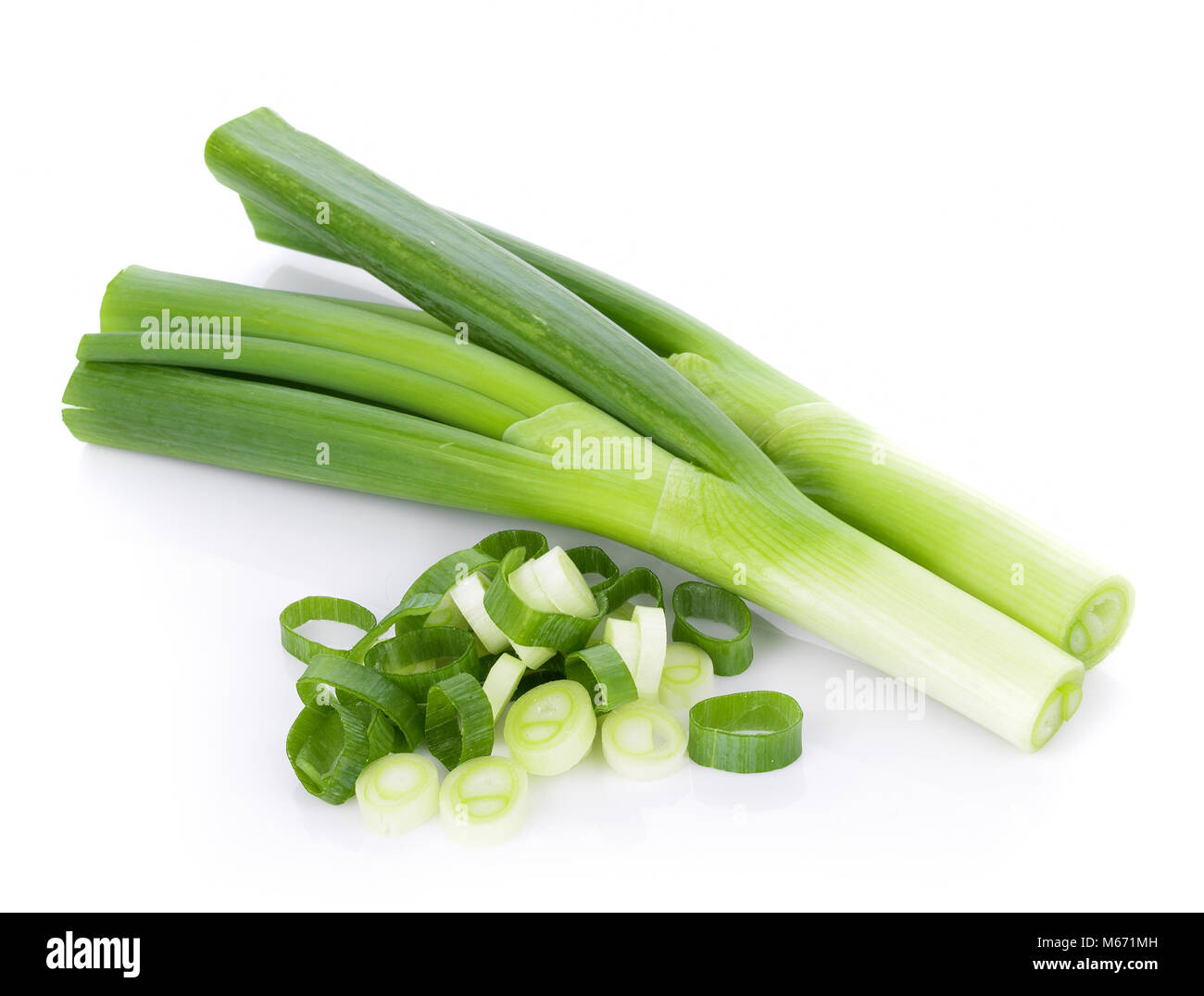 Green Japanese Bunching Onion on white background Stock Photo Alamy
