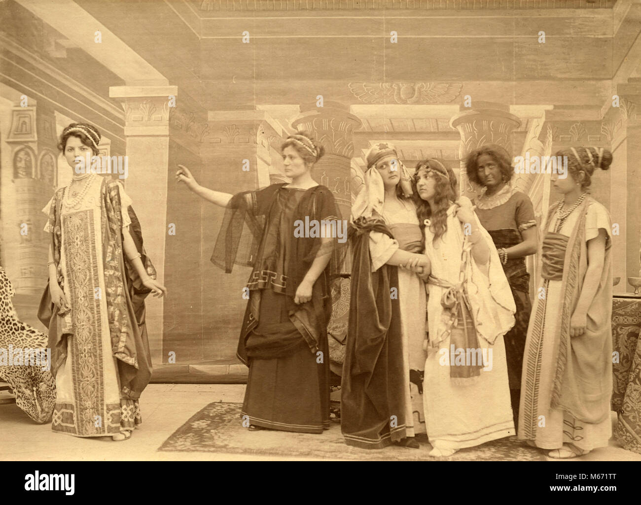 Actors staging at theatre, Italy 1880s Stock Photo
