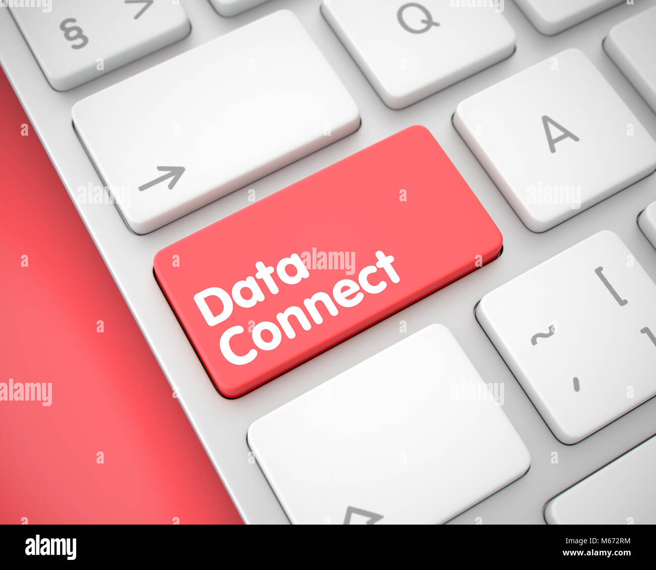 Data Connect - Message on Red Keyboard Keypad. 3D. Stock Photo
