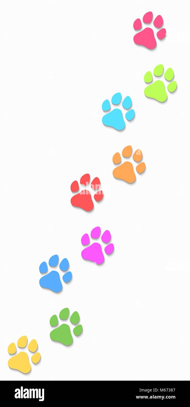 Dog tracks isolated on white background. Vertical position
