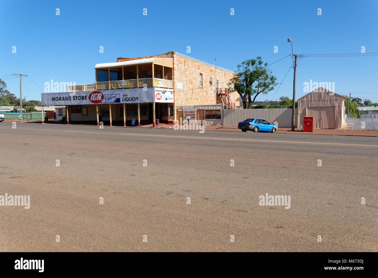 Super market (IGA) in Australian goldfields town, Coolgardie, Western Australia. Stock Photo