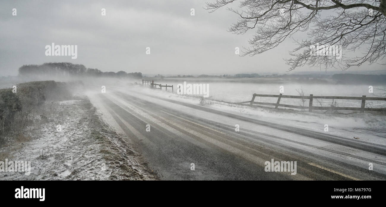 Cotswolds, UK. 1st Mar, 2018. UK Weather Beast from the East reaches