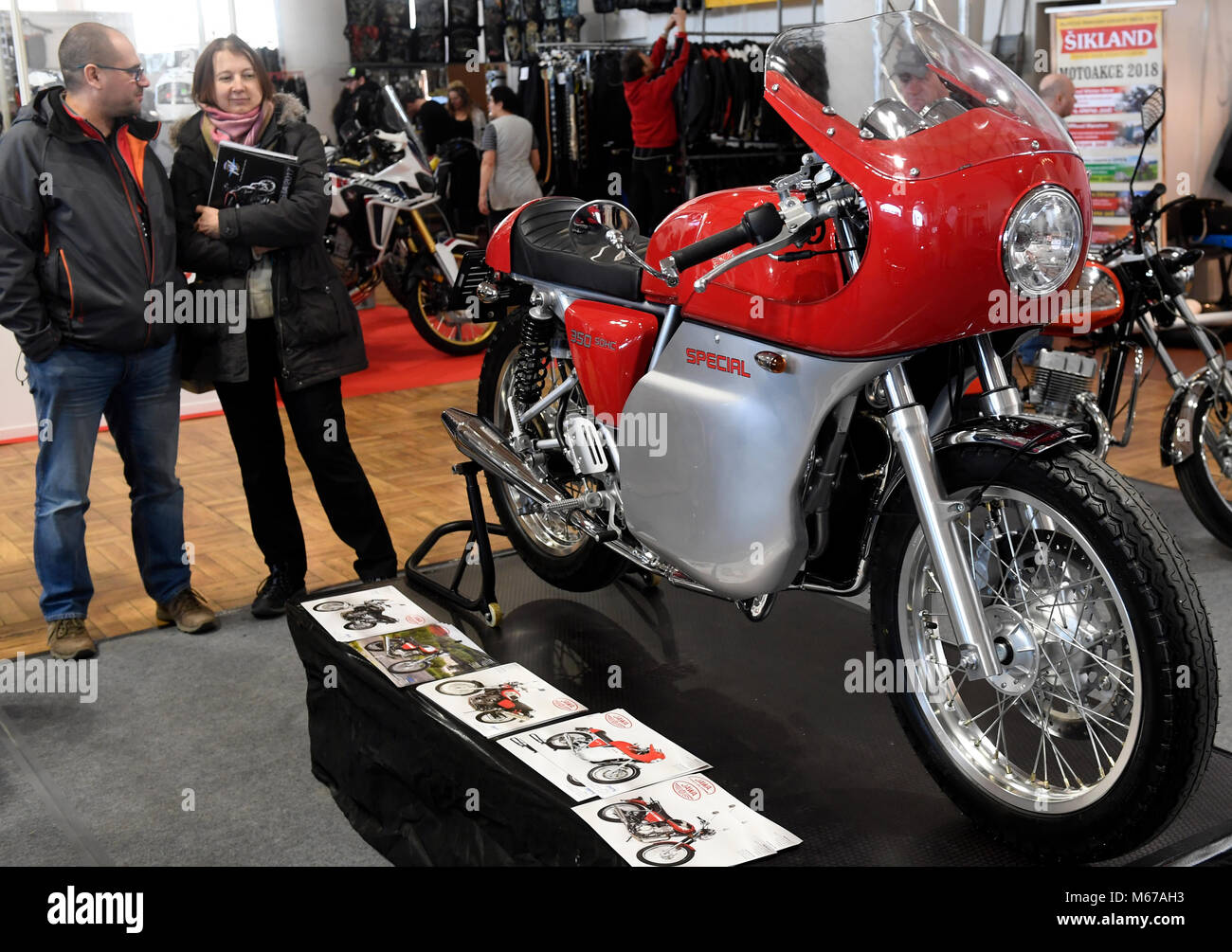 Prague, Czech Republic. 01st Mar, 2018. JAWA 350 SPECIAL motorcycle is seen during the first day of the traditional fair and exhibition of motorcycles and moto equipment named Motocykl (Motorcycle) in Prague, Czech Republic, on March 1, 2018. Credit: Michal Krumphanzl/CTK Photo/Alamy Live News Stock Photo
