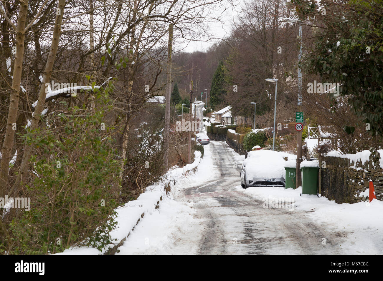 West Yorkshire. 1st Mar, 2018. UK Weather Snow on the ground in Honley