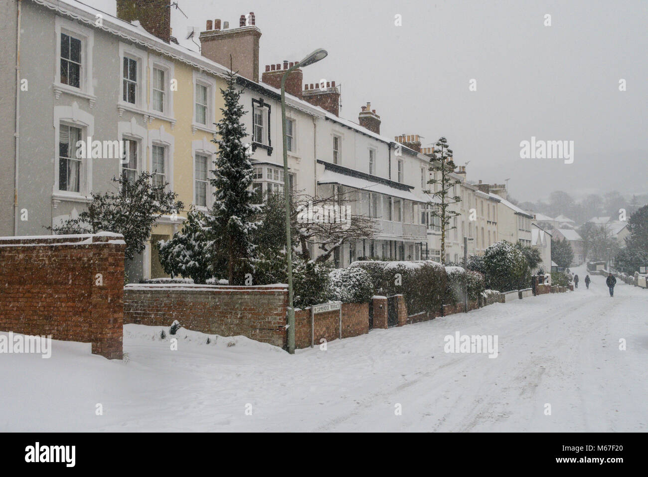 Sidmouth, Devon, 1st March 18 Road in Sidmouth asThe Beast