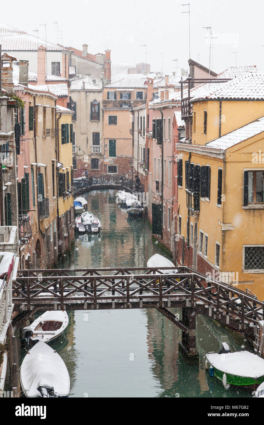 Venice, Italy 1st March 2018. Bad weather in Venice today with
