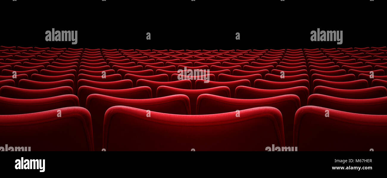 movie theater red seats 3d illustration Stock Photo