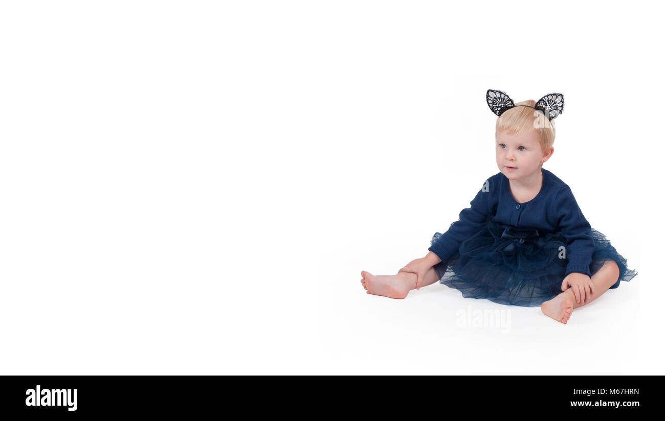 Halloween costume. Little toddler girl dressed for Halloween as black ...