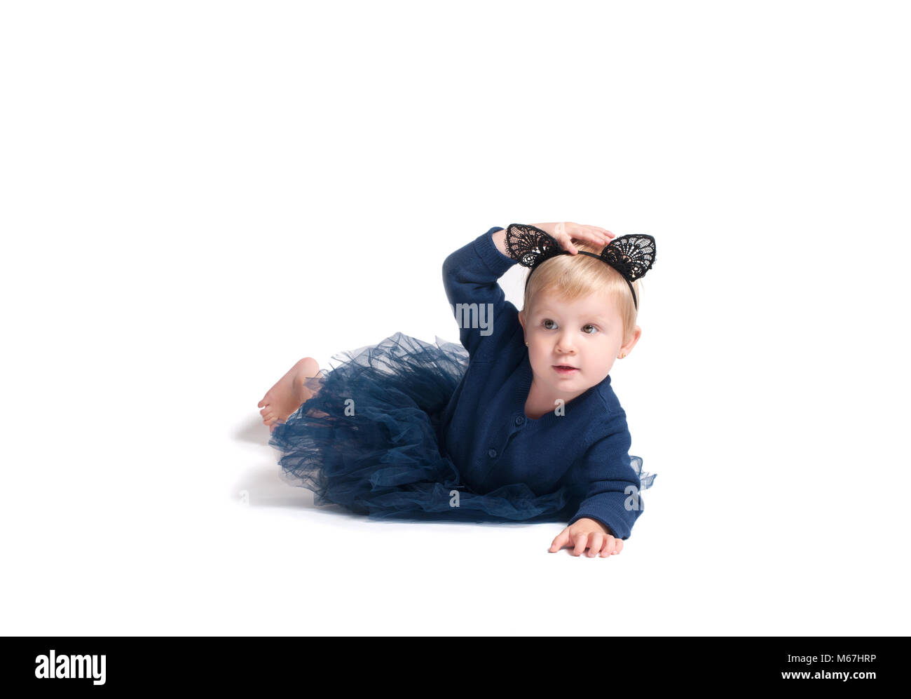 Halloween costume. Little toddler girl dressed for Halloween as black ...