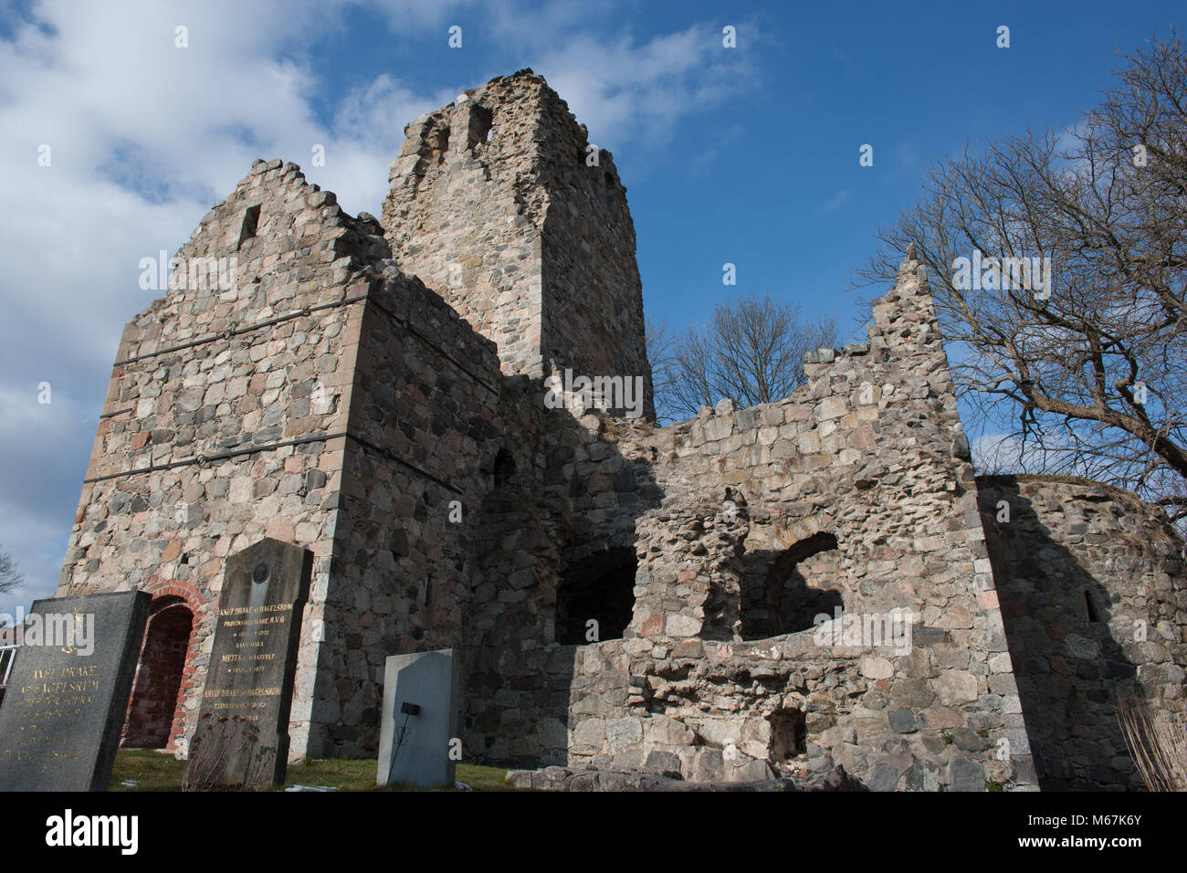 St. Olaf’s Church Ruins, S:t Olofs Kyrkoruin, Mariakyrkan, Saint Mary's Church (Sweden) Stock Photo