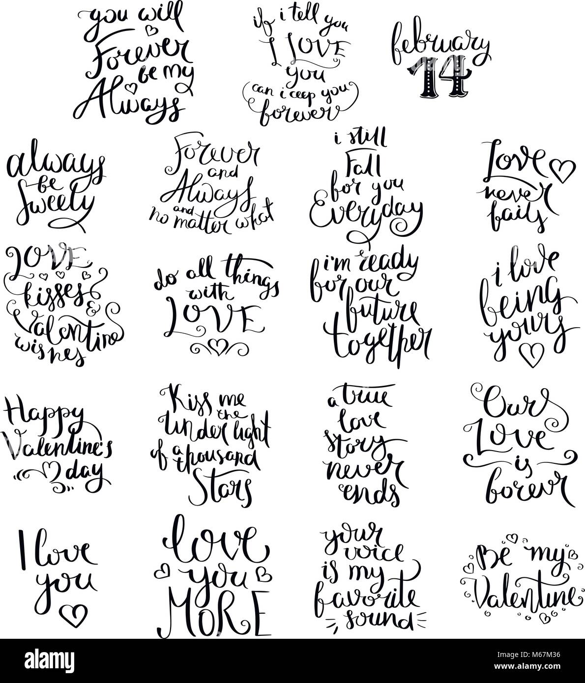 Love lettering collection. Inspirational vector hand drawn quote. Ink ...