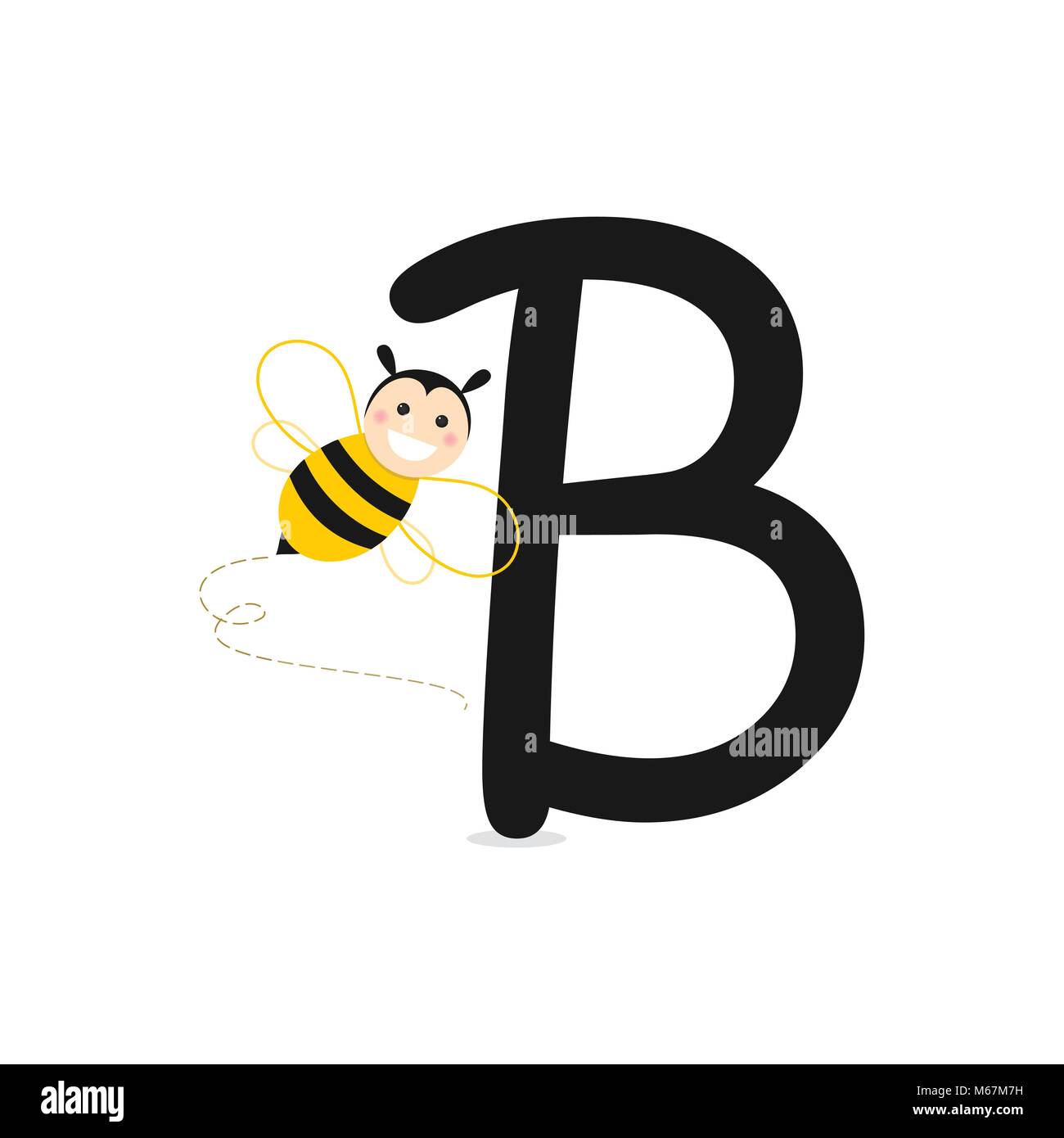 Alphabet. B of Bee. Flat vector illustration Stock Vector