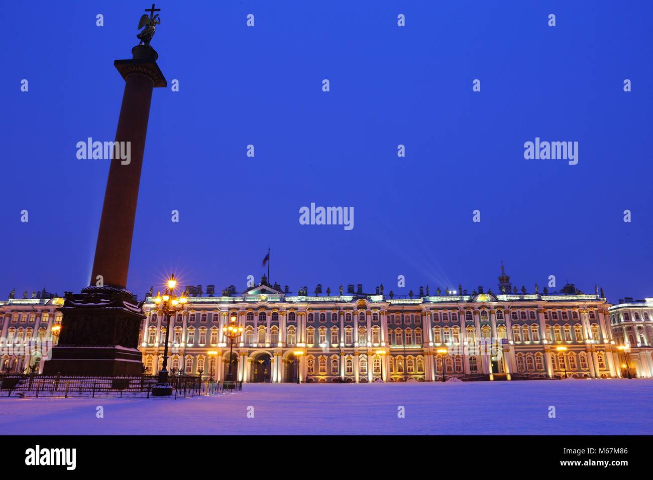 Winter Palace Square and Angel on the Alexander Column Stock Photo - Alamy