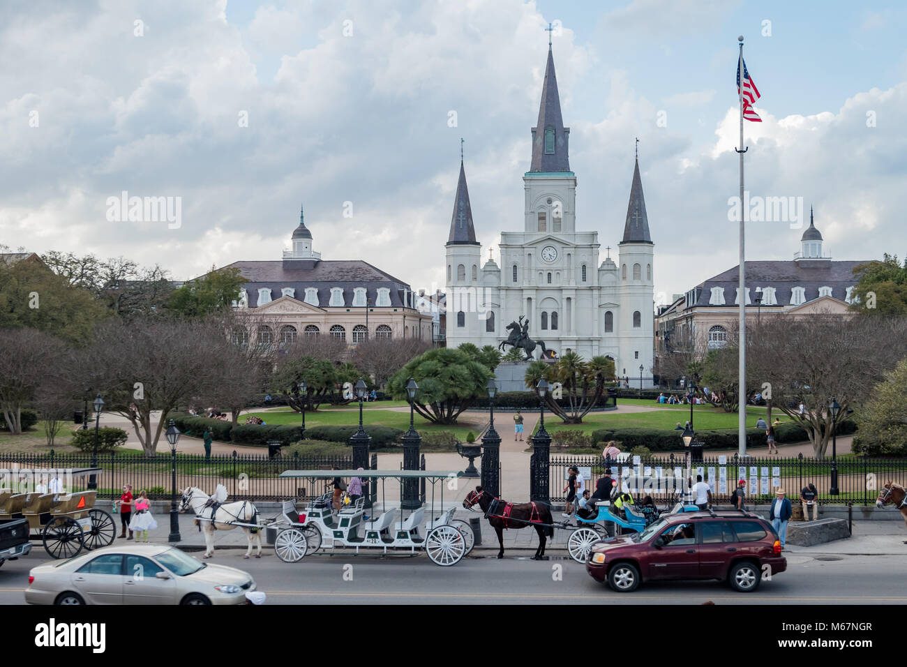 New Orleans, FEB 21 The famous Jackson Square and St. Louis Cathedral