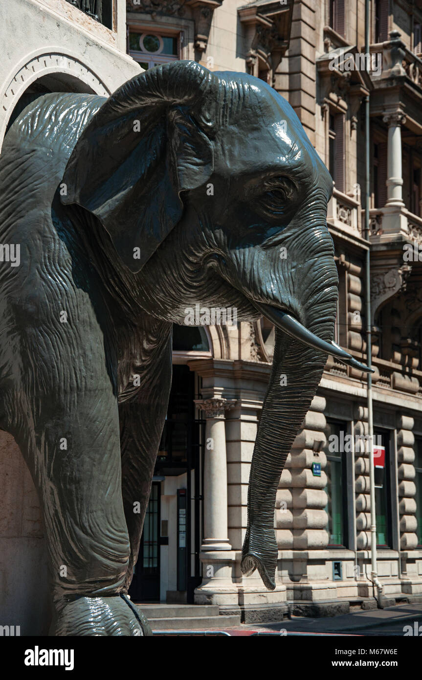 Close-up of elephant sculpture from a fountain, a symbol of the lovely ...