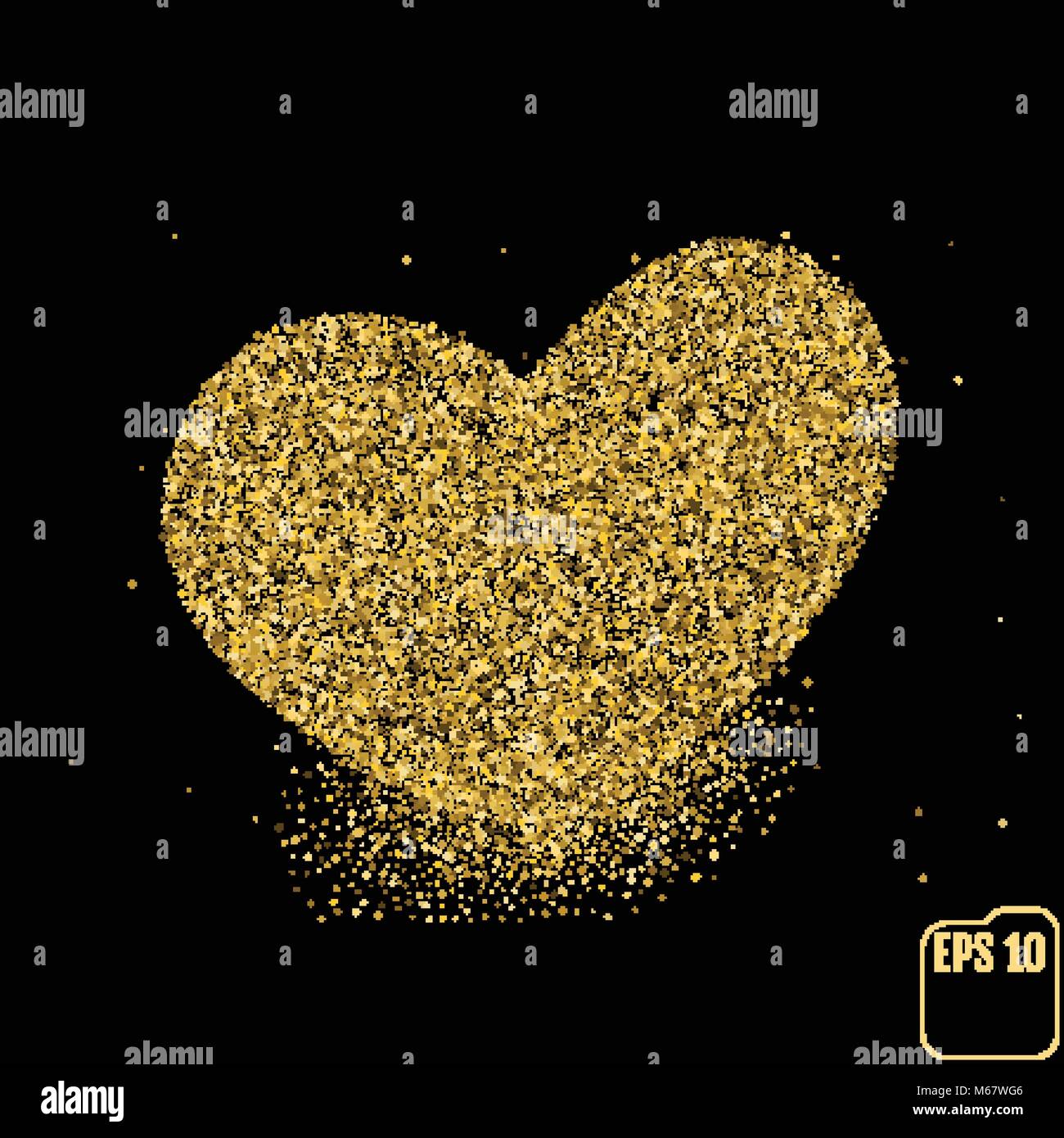 Abstract Background with Gold Glitter Heart. Vector Illustration