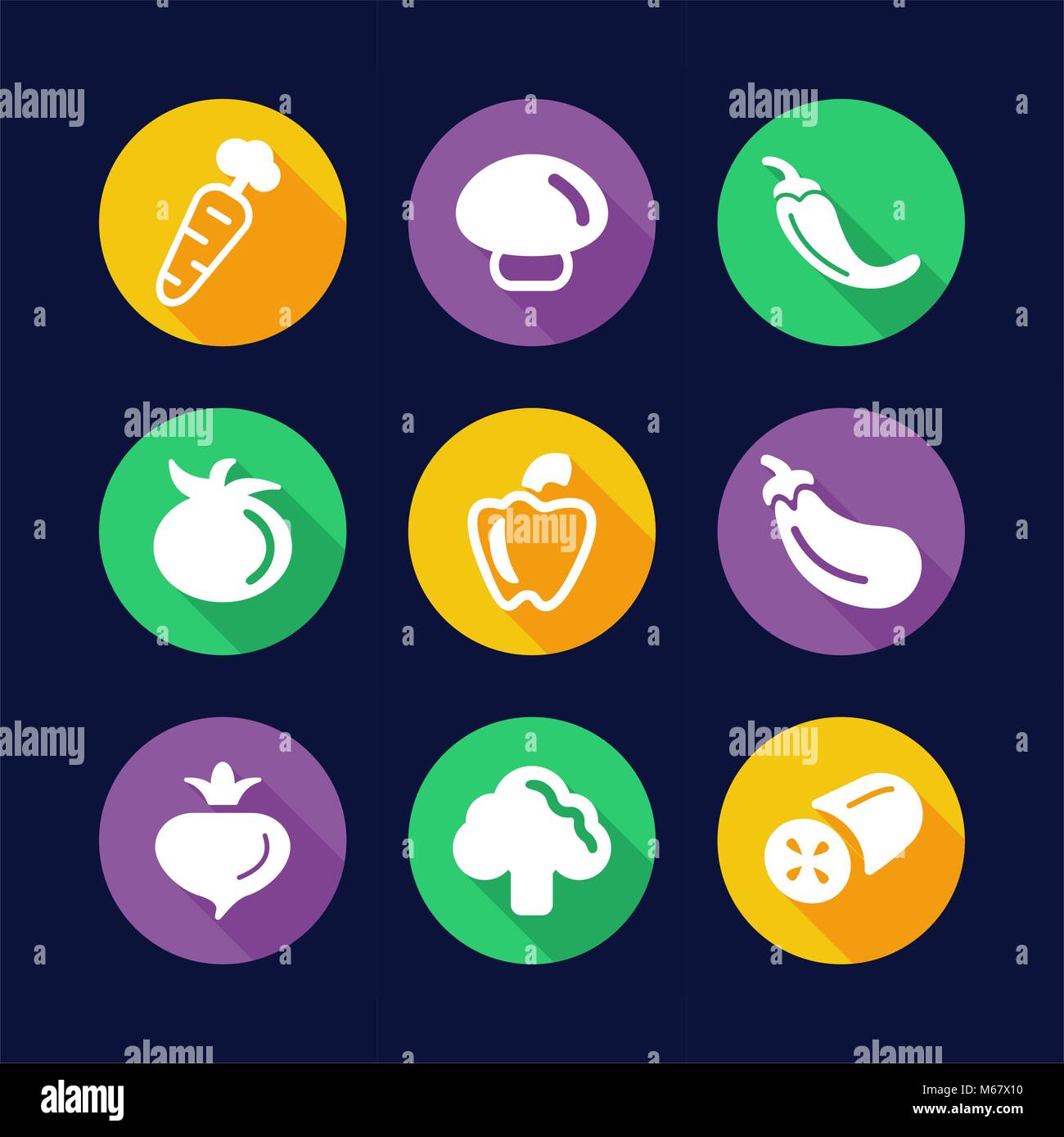 Vegetable Icons Flat Design Circle Stock Vector Image & Art - Alamy