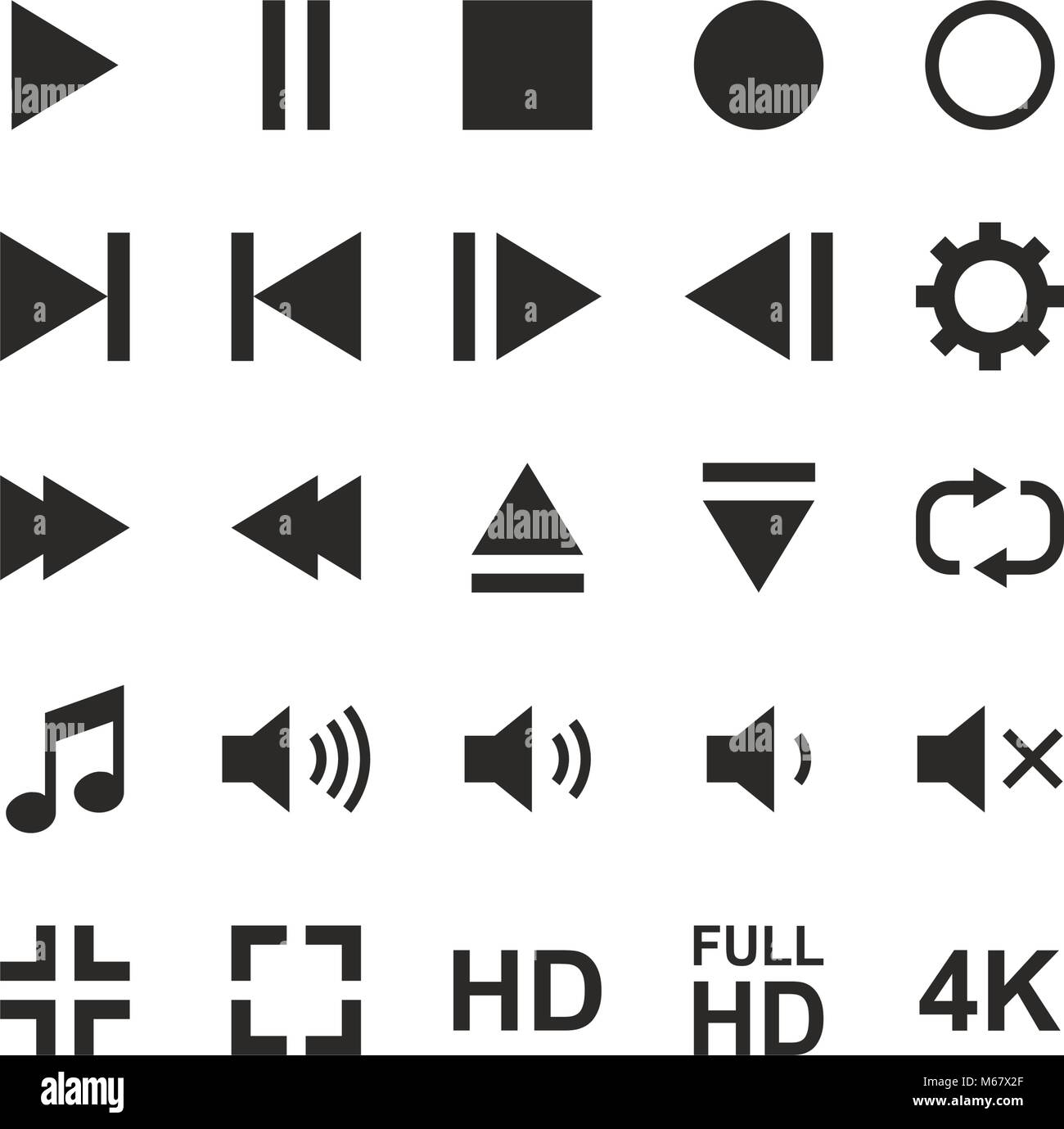 Video Or Music Or Camera Button Icons Stock Vector