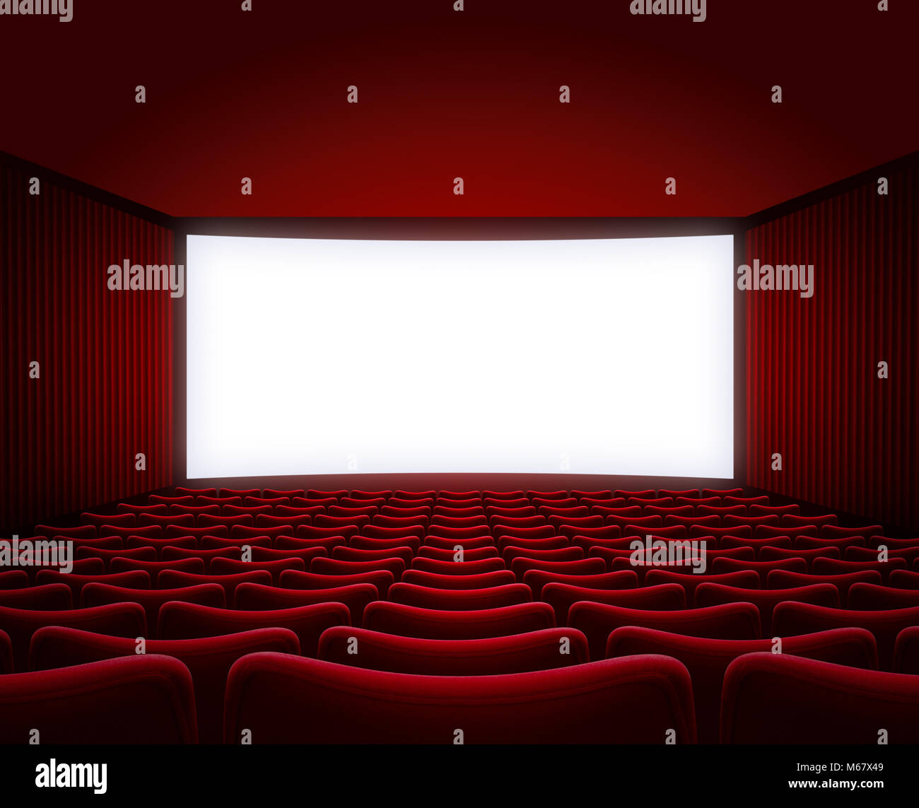 movie theater hall with red seats interior 3d illustration Stock Photo