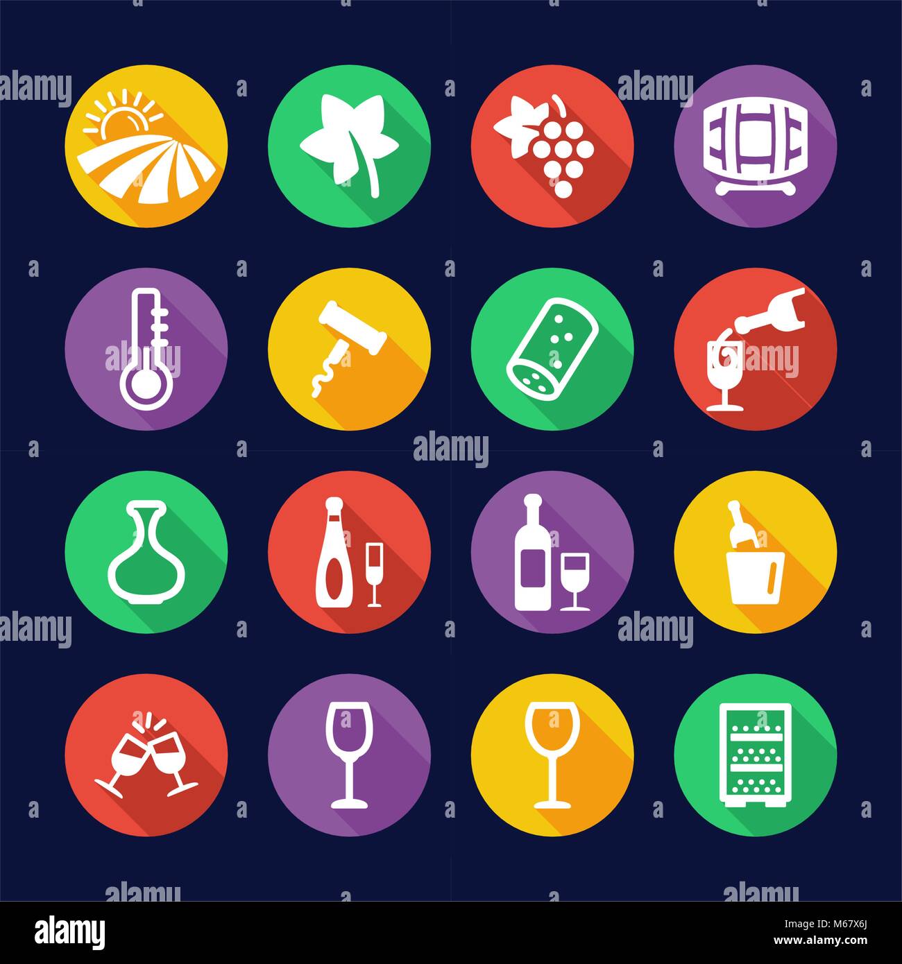 Wine Icons Flat Design Circle Stock Vector Image & Art - Alamy