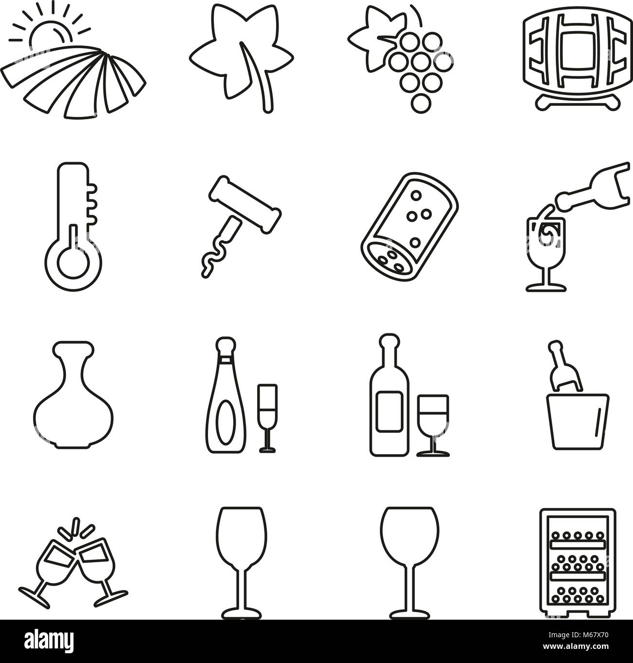 Wine Icons Thin Line Vector Illustration Set Stock Vector Image & Art ...