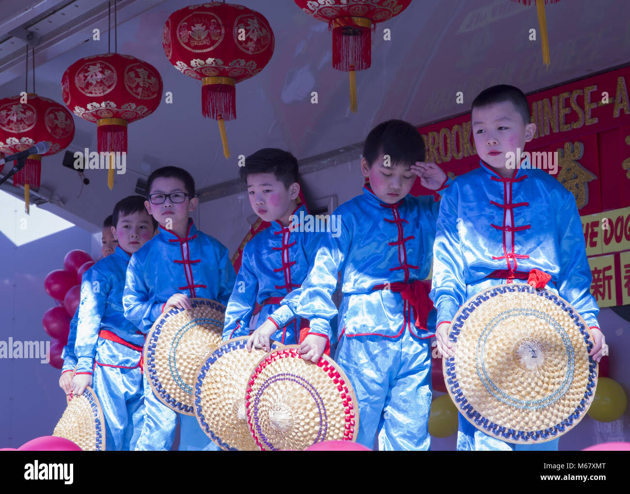 Chinese American children perform at a festival celebrating Chinese New