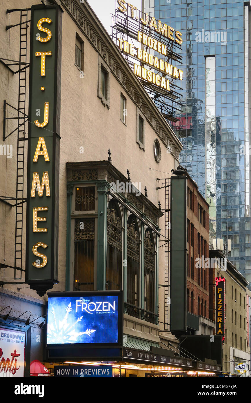 Disney's "Frozen" at the St. James Theatre, Times Square, NYC, USA