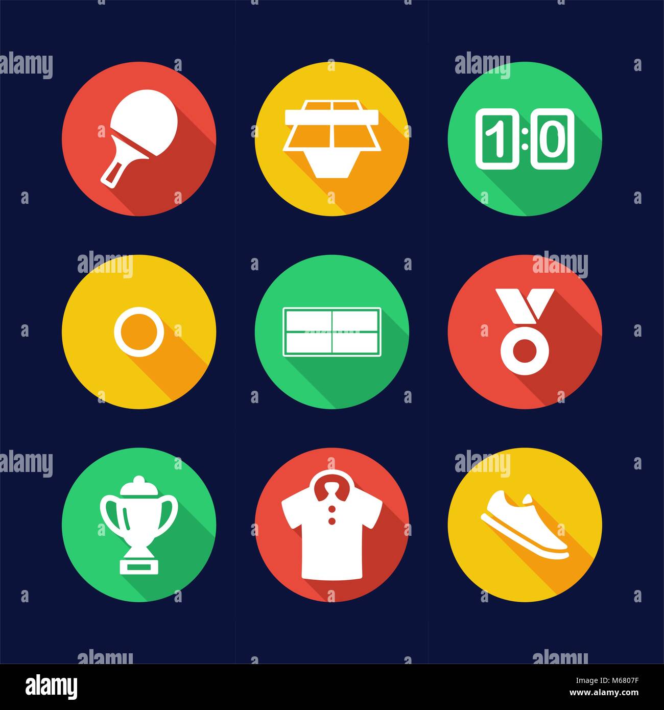 Table Tennis Icons Flat Design Circle Stock Vector Image & Art - Alamy