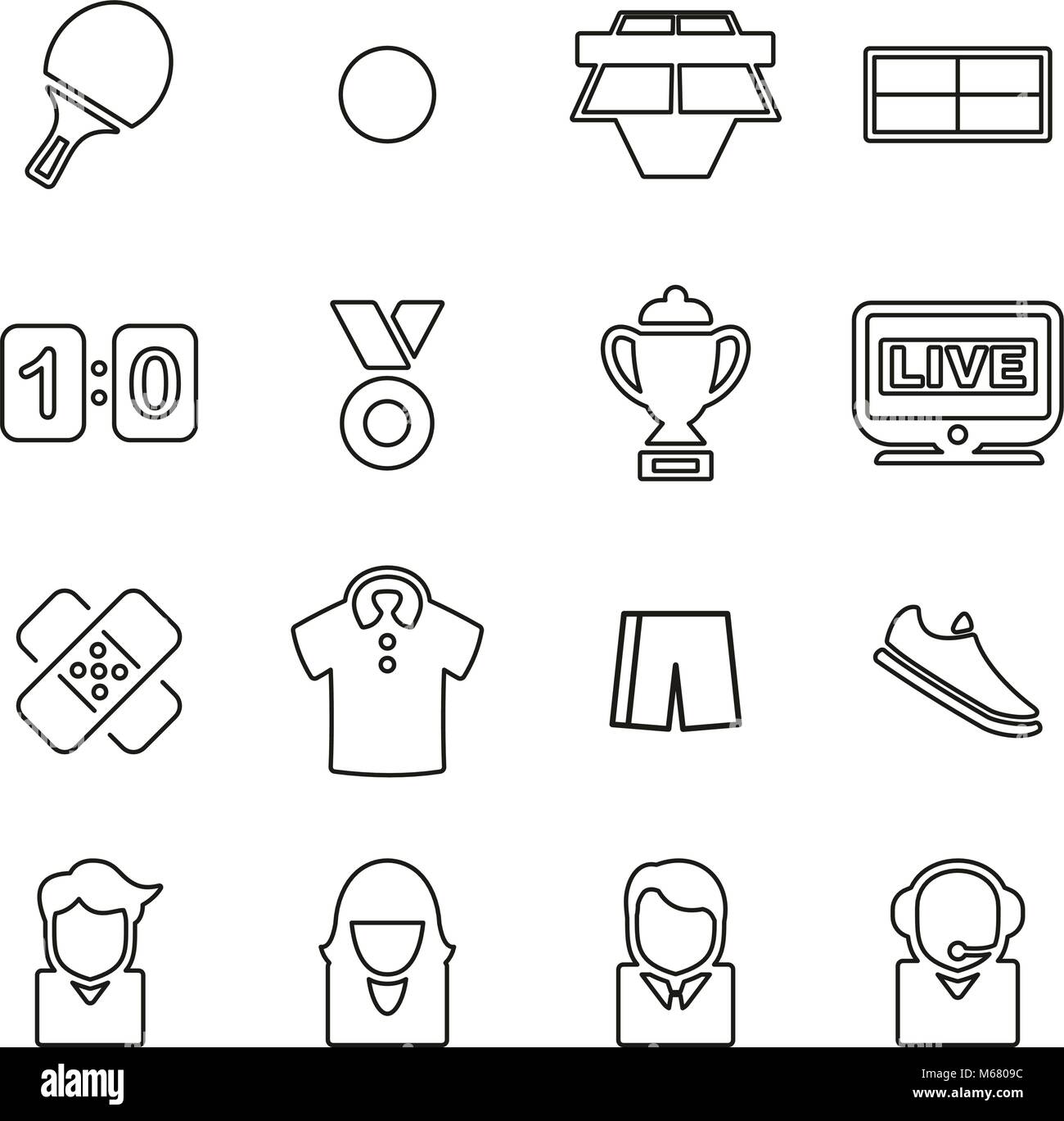 Table Tennis Sport Icons Thin Line Vector Illustration Set Stock Vector ...