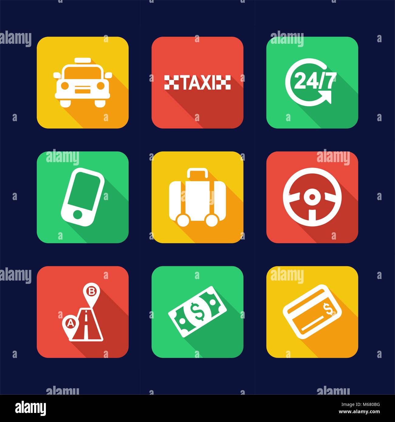 Taxi Icons Flat Design Stock Vector