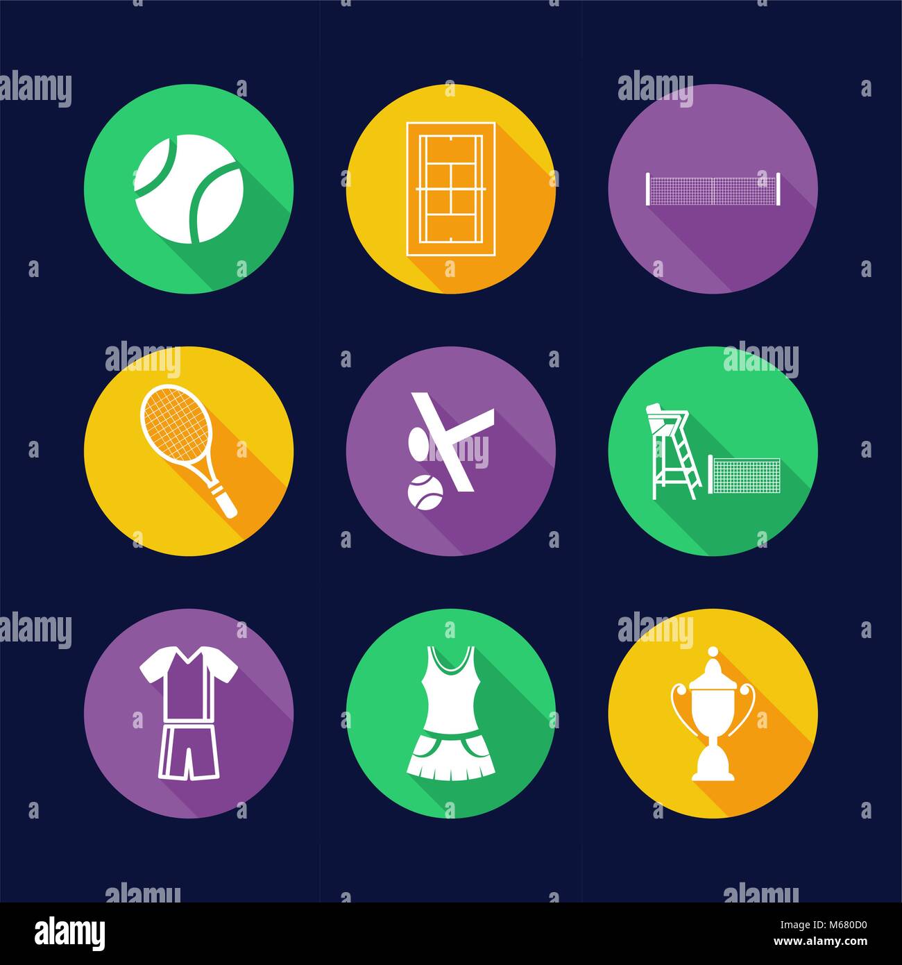 Tennis Icons Flat Design Circle Stock Vector Image & Art - Alamy