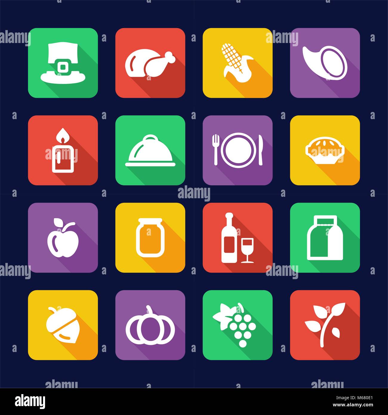 Thanksgiving Icons Flat Design Stock Vector Image & Art - Alamy